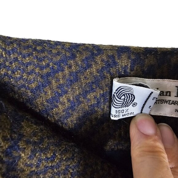 VTG 70s Christian Dior Wool Houndstooth Plaid Skirt 4 Dark Academia Preppy Tweed - Picture 5 of 10